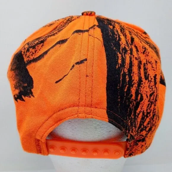 Vintage Farm Bureau Insurance Orange Camo Made in USA Snapback Trucker Hat Cap - Picture 4 of 8